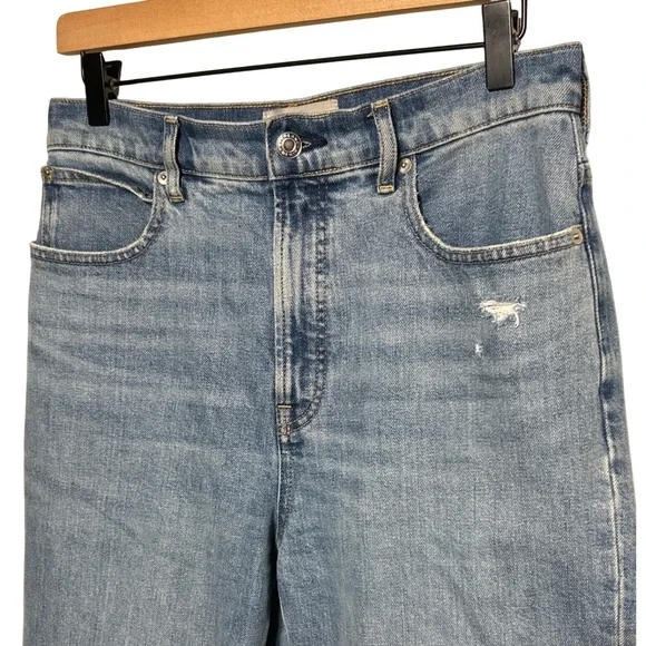 Everlane The Way High Jean Light Wash Distressed Raw Hem Size 28 - Picture 2 of 12